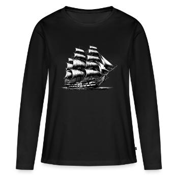 Altes Segelschiff - Frauen Premium Bio Langarmshirt - Schwarz - Vorne - Julia (174cm)