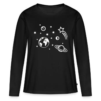 univers espace - T-shirt manches longues Premium bio Femme - noir - Devant - Julia (174cm)