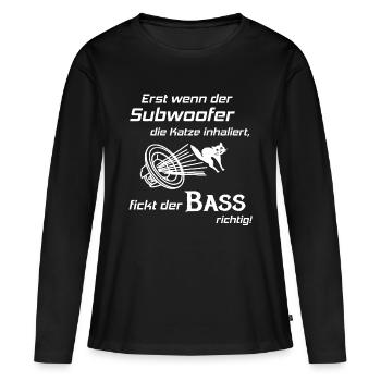 Car Hifi - Subwoofer Katze, Hifi-Shirt Bass Lover - Frauen Premium Bio Langarmshirt - Schwarz - Vorne - Julia (174cm)