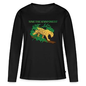 Protégez la forêt tropicale - T-shirt manches longues Premium bio Femme - noir - Devant - Julia (174cm)
