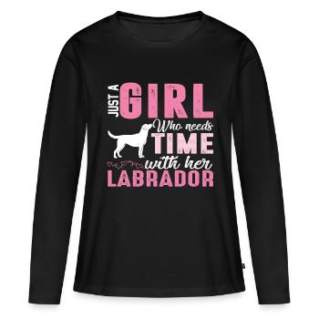 Labrador - Frauen Premium Bio Langarmshirt - Schwarz - Vorne - Julia (174cm)