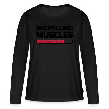 Installer des muscles Installer Muscle Gift - T-shirt manches longues Premium bio Femme - noir - Devant - Julia (174cm)