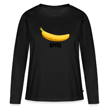 Banane/Apfel - Frauen Premium Bio Langarmshirt - Schwarz - Vorne - Julia (174cm)