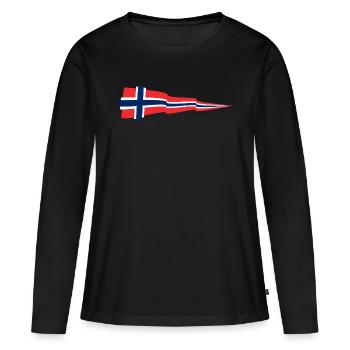 Norway Norwegen Norge Noreg Flag - Frauen Premium Bio Langarmshirt - Schwarz - Vorne - Julia (174cm)