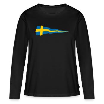 Sverige Sweden Schweden Flag Scandinavia Vikings - Frauen Premium Bio Langarmshirt - Schwarz - Vorne - Julia (174cm)