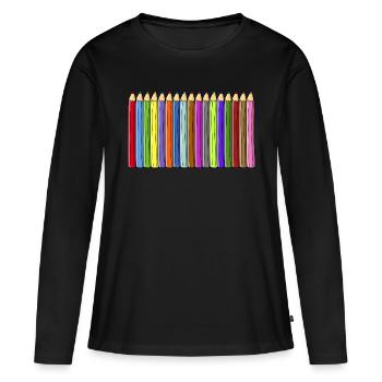 crayons - T-shirt manches longues Premium bio Femme - noir - Devant - Julia (174cm)