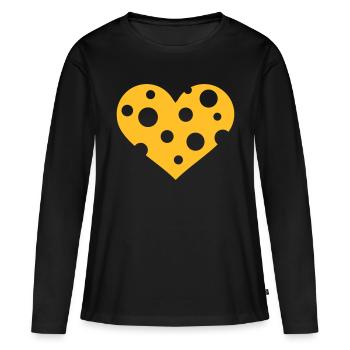 Fromage - T-shirt manches longues Premium bio Femme - noir - Devant - Julia (174cm)
