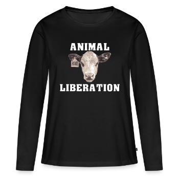 Animal Liberation Kalb - Frauen Premium Bio Langarmshirt - Schwarz - Vorne - Julia (174cm)