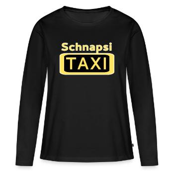 Lustiger Partyspaß SCHNAPSITAXI Logo | Sauf Fun - Frauen Premium Bio Langarmshirt - Schwarz - Vorne - Julia (174cm)