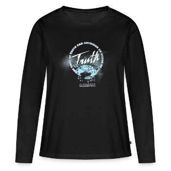 Ein Tropfen Wahrheit - Frauen Premium Bio Langarmshirt - Schwarz - Vorne - Julia (174cm)