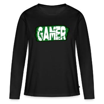 gamepad jeu vidéo vidéo vidéogamer jeu vidéo - T-shirt manches longues Premium bio Femme - noir - Devant - Julia (174cm)
