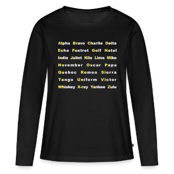 THE AVIATION ALPHABET - NATO Alphabet - Women's Premium Organic Long Sleeve Shirt - black - Front - Julia (174cm)