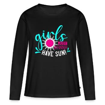 Été soleil vacances avec les filles - T-shirt manches longues Premium bio Femme - noir - Devant - Julia (174cm)