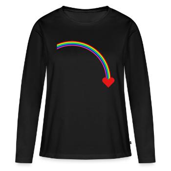 Regenbogen - Frauen Premium Bio Langarmshirt - Schwarz - Vorne - Julia (174cm)