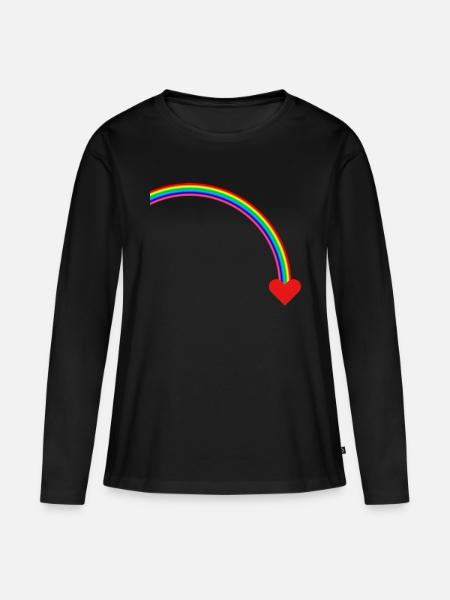 Regenbogen - Frauen Premium Bio Langarmshirt - Schwarz