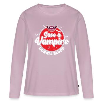 Protect Vampires Donate Blood - Women's Premium Organic Long Sleeve Shirt - dusky pink - Front - Julia (174cm)