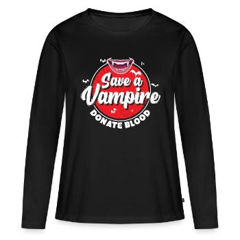 Protéger les vampires don de sang - T-shirt manches longues Premium bio Femme - noir - Devant - Julia (174cm)