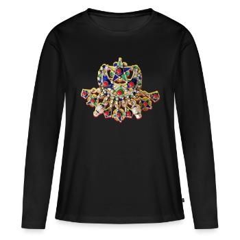 Bijoux kabyle afzim - T-shirt manches longues Premium bio Femme - noir - Devant - Julia (174cm)