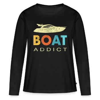 Bateau Bateau Bateau Bateau Bateaux Cadeau - T-shirt manches longues Premium bio Femme - noir - Devant - Julia (174cm)