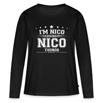 Nico - T-shirt manches longues Premium bio Femme - noir - Devant - Julia (174cm)