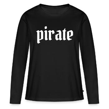 PIRATE - écriture de corsaire - T-shirt manches longues Premium bio Femme - noir - Devant - Julia (174cm)