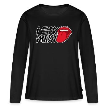 Leck Mich - Frauen Premium Bio Langarmshirt - Schwarz - Vorne - Julia (174cm)