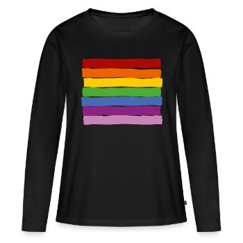 LGBTQ Streifen Design - Frauen Premium Bio Langarmshirt - Schwarz - Vorne - Julia (174cm)