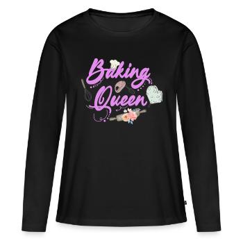 Boulangerie Baker Boulangerie Boulangerie Gâteau de confiserie - T-shirt manches longues Premium bio Femme - noir - Devant - Julia (174cm)