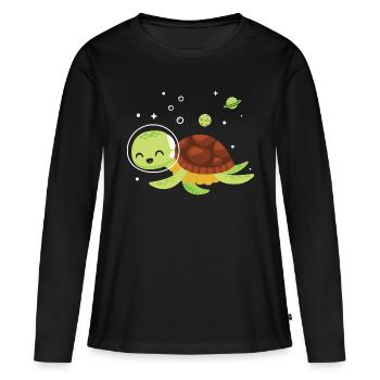 Drôle de tortue de mer Tortue de mer Eau de mer - T-shirt manches longues Premium bio Femme - noir - Devant - Julia (174cm)