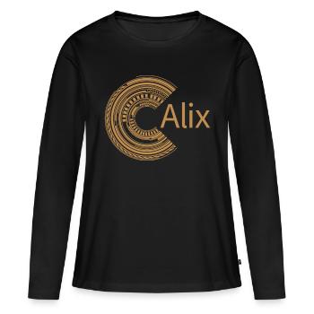 Pour Alix - T-shirt manches longues Premium bio Femme - noir - Devant - Julia (174cm)