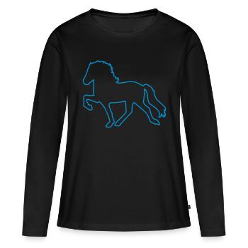 Tölter Outline - Frauen Premium Bio Langarmshirt - Schwarz - Vorne - Julia (174cm)
