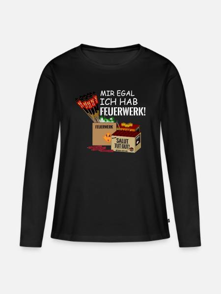 Pyro Ich hab Silvester Feuerwerk - Frauen Premium Bio Langarmshirt - Schwarz