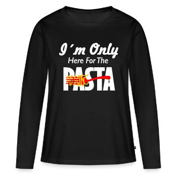 Pasta Shirt Ich bin nur für die Pasta da - Frauen Premium Bio Langarmshirt - Schwarz - Vorne - Julia (174cm)