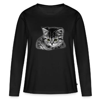 Cat - Yellow Eyes - Women's Premium Organic Long Sleeve Shirt - black - Front - Julia (174cm)
