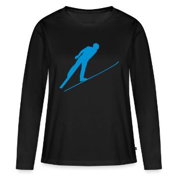 saut ski combine nordique silhouette 1 - T-shirt manches longues Premium bio Femme - noir - Devant - Julia (174cm)