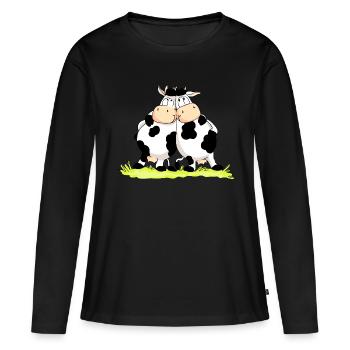 Twin Cows - T-shirt manches longues Premium bio Femme - noir - Devant - Julia (174cm)