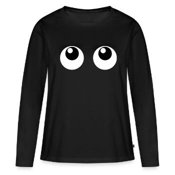 Süße Augen Wimpern - Frauen Premium Bio Langarmshirt - Schwarz - Vorne - Julia (174cm)