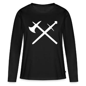 Épée et hache - T-shirt manches longues Premium bio Femme - noir - Devant - Julia (174cm)