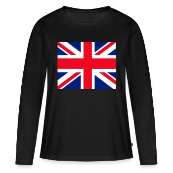 Masque facial Union Jack - T-shirt manches longues Premium bio Femme - noir - Devant - Julia (174cm)