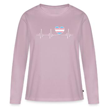 Transgenre Battements de coeur Pride Month CSD - T-shirt manches longues Premium bio Femme - rose poudré - Devant - Julia (174cm)