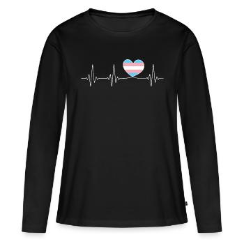 Transgenre Battements de coeur Pride Month CSD - T-shirt manches longues Premium bio Femme - noir - Devant - Julia (174cm)