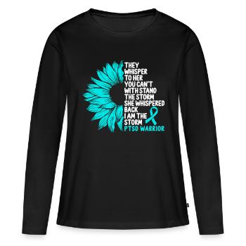 PTSD Awareness Teal Ribbon Vétéran Soldier Storm - T-shirt manches longues Premium bio Femme - noir - Devant - Julia (174cm)