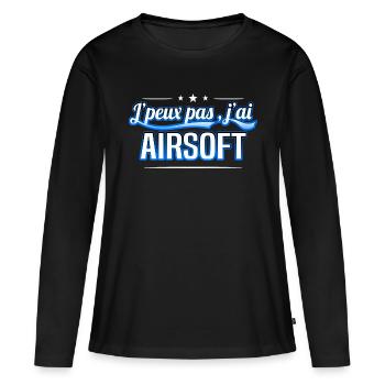Airsoft - j'peux pas , j'ai Airsoft - T-shirt manches longues Premium bio Femme - noir - Devant - Julia (174cm)