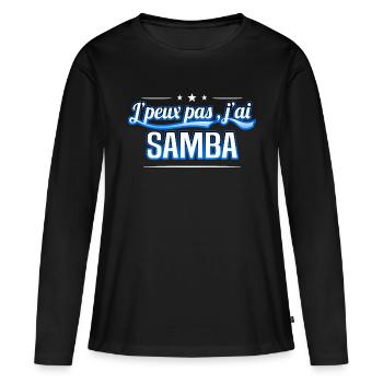 Samba - j'peux pas , j'ai Samba - T-shirt manches longues Premium bio Femme - noir - Devant - Julia (174cm)