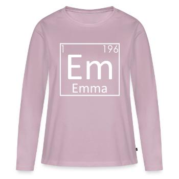 Emma Nom Chimie Éléments Femmes Noms - T-shirt manches longues Premium bio Femme - rose poudré - Devant - Julia (174cm)