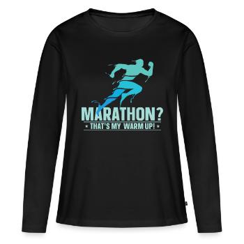 Marathon Marathon Marathon Runner Cadeau - T-shirt manches longues Premium bio Femme - noir - Devant - Julia (174cm)