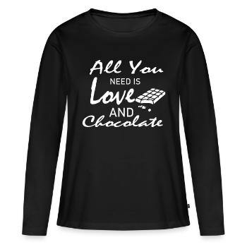 chocolat chocolat - T-shirt manches longues Premium bio Femme - noir - Devant - Julia (174cm)