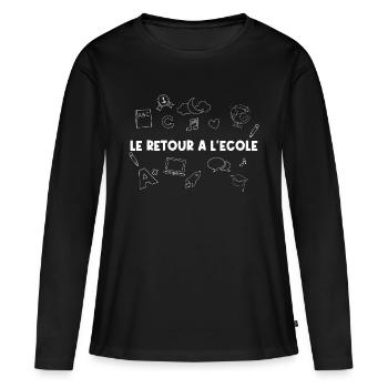 LE Retour à l’école. - T-shirt manches longues Premium bio Femme - noir - Devant - Julia (174cm)