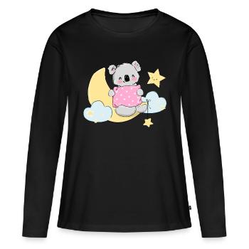 Koala Blue Olivia - Frauen Premium Bio Langarmshirt - Schwarz - Vorne - Julia (174cm)