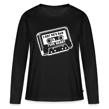Amour R&B des années 90 – Le cœur battant - T-shirt manches longues Premium bio Femme - noir - Devant - Julia (174cm)